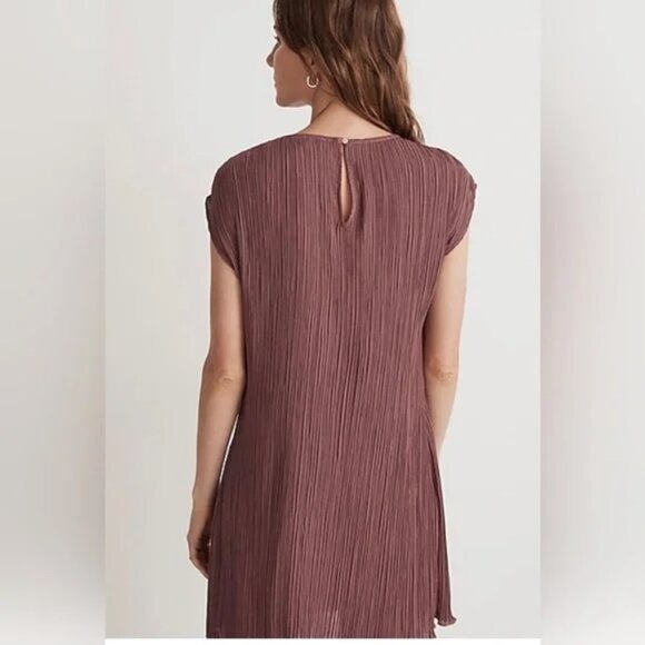 Madewell Plisse Mini Tee Dress in Pressed Grape US 14 - Picture 8 of 10